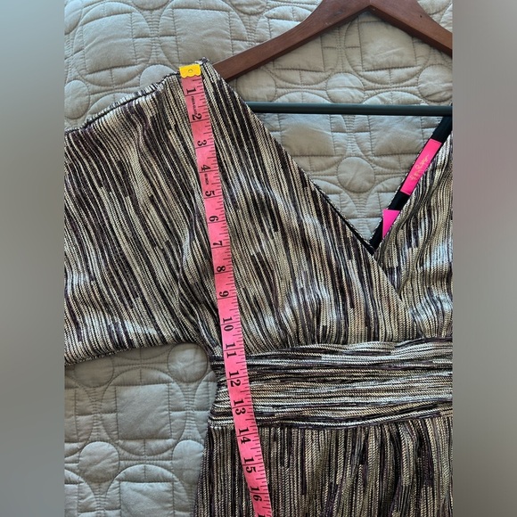 NWT Lilly Pulitzer  PARIGI MAXI DRESS IN GOLD METALLIC ROPE STRIPE BERRY CRINKLE - Picture 12 of 16